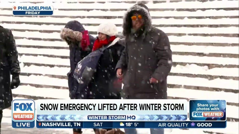 Snow fell from the Great Lakes through the Ohio Valley and into southern New England on Friday as a cross-country storm finally reached the East Coast. 