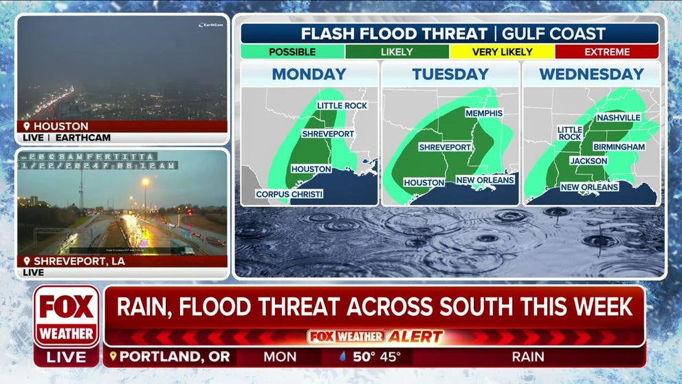 Torrential rain leading to flash flood risk along Gulf Coast | Latest ...
