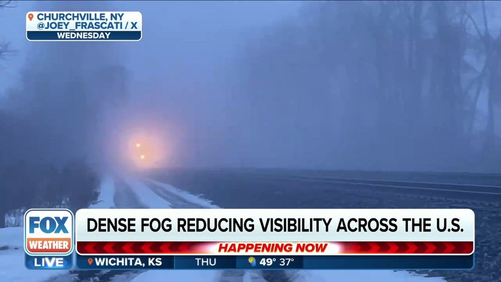 Fog alerts are up across 20 states and impacting more than 100 million Americans. Dense fog has blanketed a large area from the Central U.S. to the Northeast causing travel delays at airports and reducing visibility on roads.