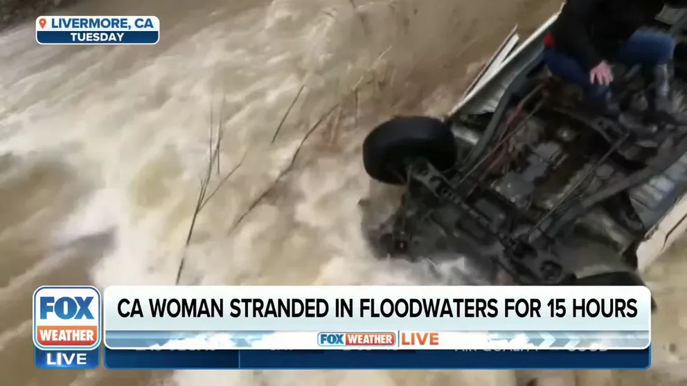 A woman in California was rescued from the Alameda County Fire Department after being stranded for 15 hours in an overturned car due to a flash flood caused by heavy rain earlier this week. Alameda County Battalion Fire Chief Kent Carlin joins FOX Weather to explain more about this rescue.