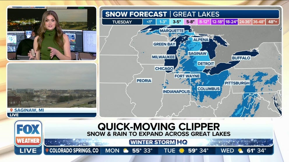 Clipper system to bring bursts of snow to Midwest, Great Lakes region ...