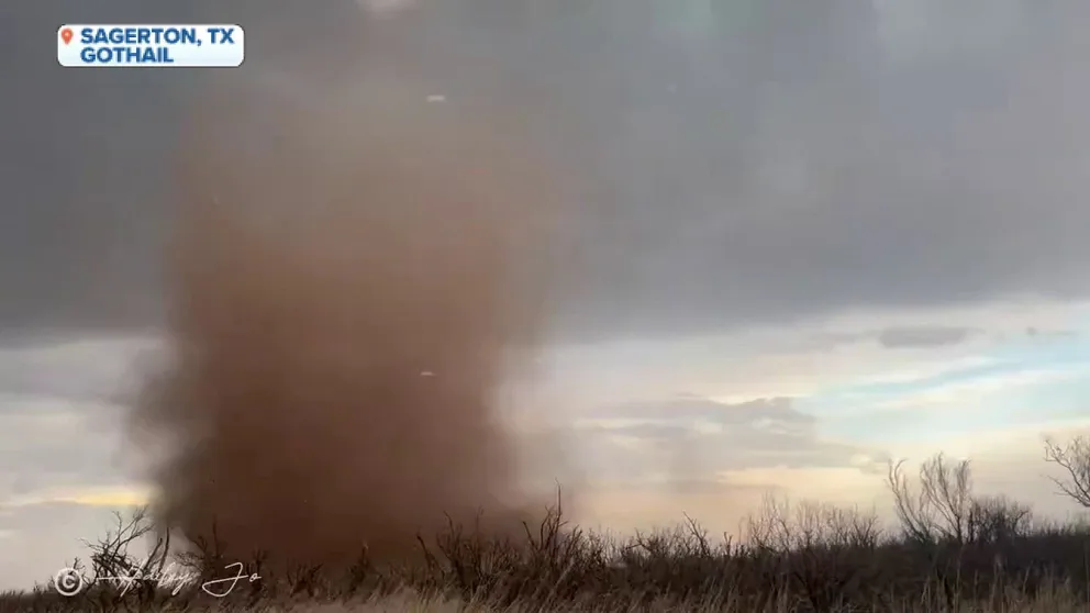 A tornado was briefly on the ground in Sagerton, Texas, on Friday evening. There were no initial reports of damage from the twister.