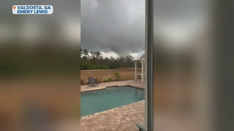 A Lowndes County Sheriff official told local media that the apparent tornado damaged several homes. This Valdosta homeowner had a few tense minutes watching the twister uncomfortably close to his home. 