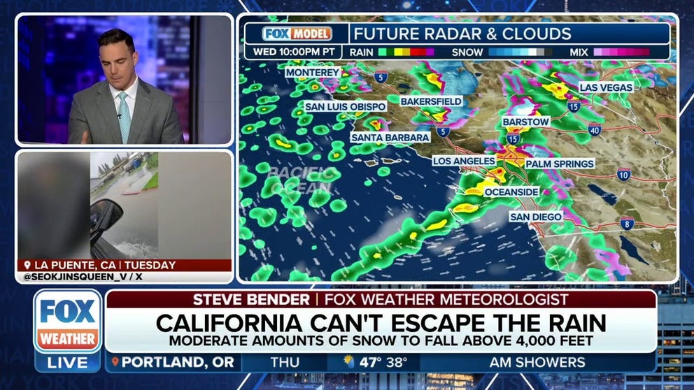 Another storm is making its way through California bringing Los Angeles even more rain after getting half-a-year of rain in just days with the atmospheric river.