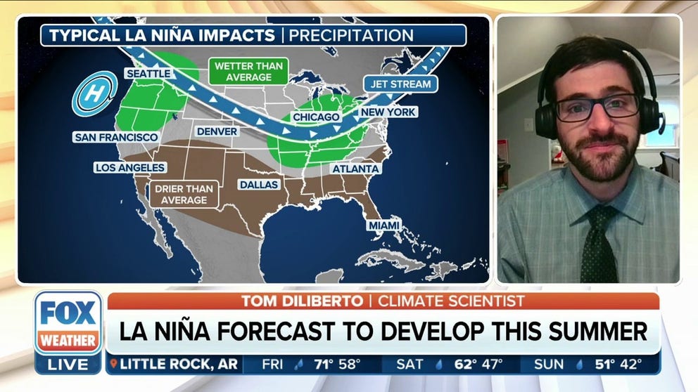 Climate scientist Tom DiLiberto explains how a La Nina could produce a more active hurricane season. Feb. 9, 2024.