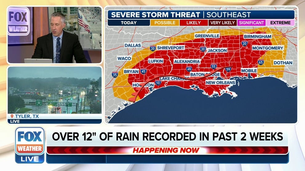Severe storms bringing large hail threat, heavy rain across South  | Latest Weather Clips | FOX Weather