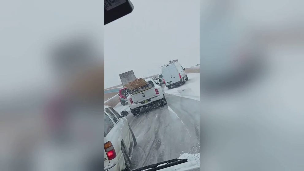 This icy overpass in Albuquerque on Saturday caught some drivers by surprise. Take a look at how many vehicles spun-out and were abandoned in the breakdown lanes.