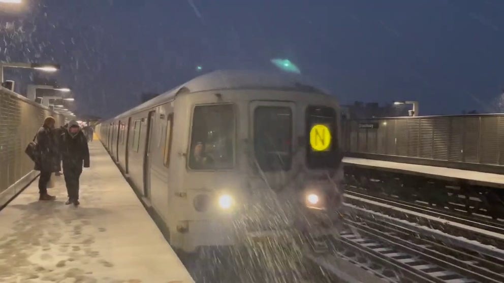 New York City remained under a Winter Storm Warning on February 13 as a powerful nor’easter was expected to bring around 6 inches of snow to the city. This footage shows the Broadway subway station in the Astoria neighborhood of Queens around 6:30 a.m. Tuesday. 