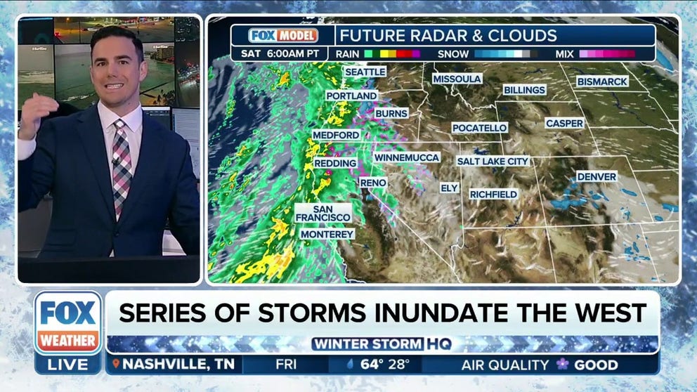 Atmospheric river, two of series of storms targeting California ...