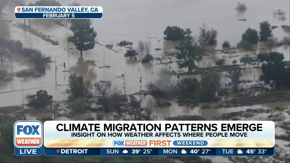 Research from First Street Foundation has found that millions of people are moving to new locations to avoid weather-related threats in their area, especially flooding. Dr. Jeremy Porter, Head of Climate Implications at First Street Foundation, joins FOX Weather to discuss these new climate migration patterns that are emerging across the U.S.