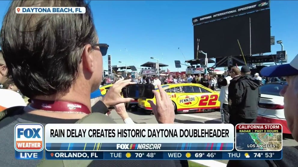 Heavy rain and storms forced officials to postpone the Daytona 500 a day. The weather is cooperating this Monday as Daytona hosts not only the storied race but the Xfinity Series race in a historic double header.