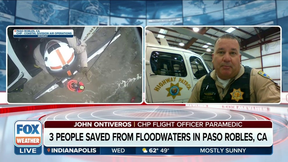 California Highway Patrol Flight Officer Paramedic John Ontiveros joined FOX Weather on Wednesday to describe the daring rescue of people who became trapped by rapidly rising floodwaters as an atmospheric river storm pounded California this week.