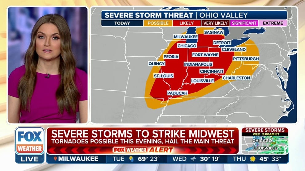 Severe weather threat grows in Midwest with tornadoes possible into ...