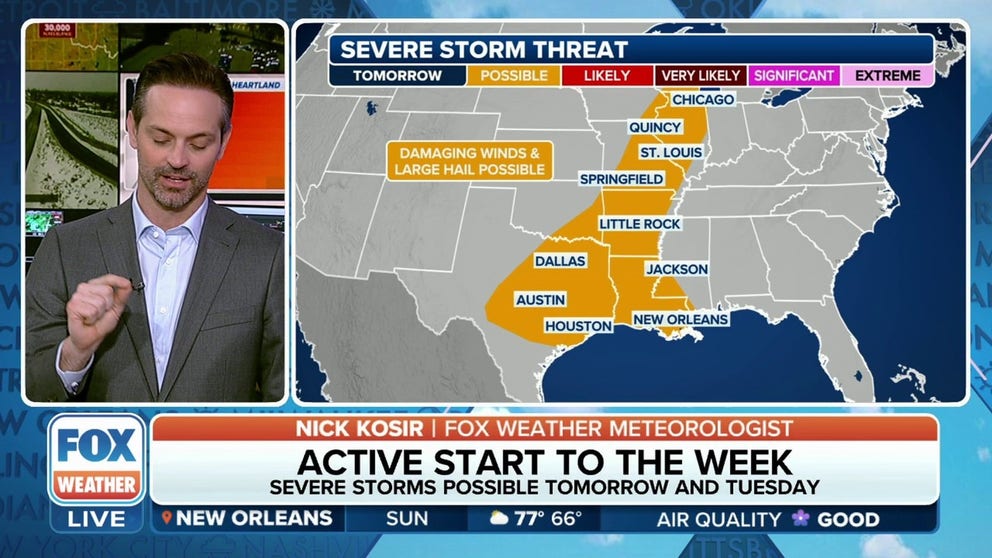 New workweek could get off to active start with chance for severe ...