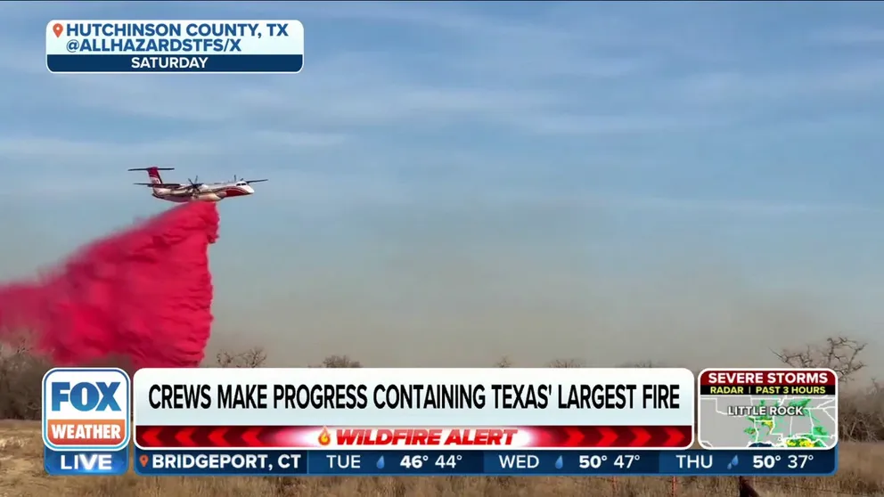 Crews working to contain and extinguish the largest wildfire in Texas state history have made some progress and say the Smokehouse Creek Fire is now 37% contained.