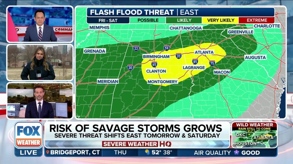 Dangerous flood threat grows along I-20, I-85 corridors from Atlanta to ...