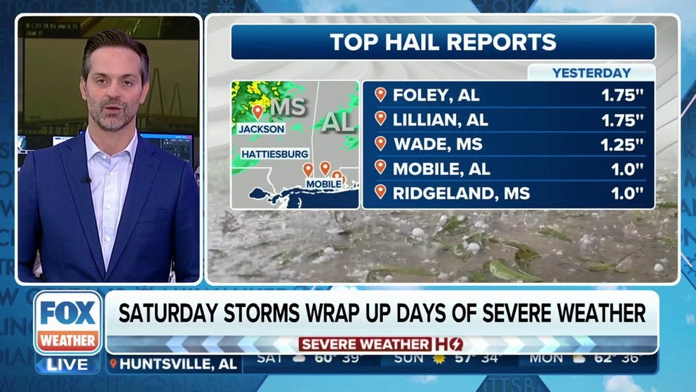 Severe storms brought a few tornadoes and areas of flash flooding Saturday in Georgia and Alabama.