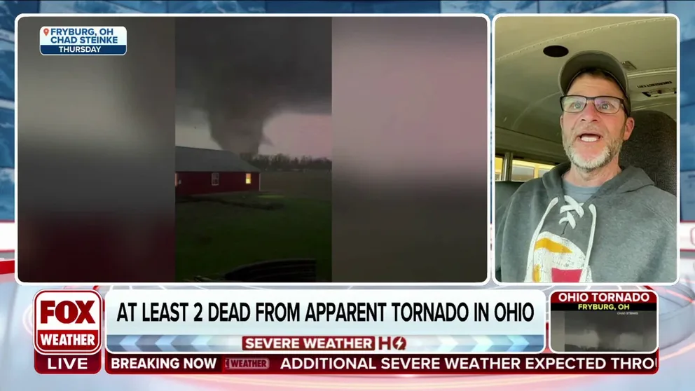 A powerful tornado was seen spinning through Fryburg, Ohio, on Thursday just before it moved east and caused destruction in Indian Lake. Fryburg resident Chad Steinke joins FOX Weather to discuss his experience witnessing this devastating tornado.