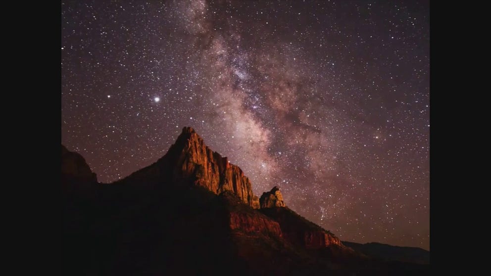 Park Ranger Avery Sloss created this timelapse video of the Milky Way above Watchman Mountain in Zion National Park. Zion was certified an International Dark Sky Place by the International Dark Sky Association in 2021. (Video from March 2024)