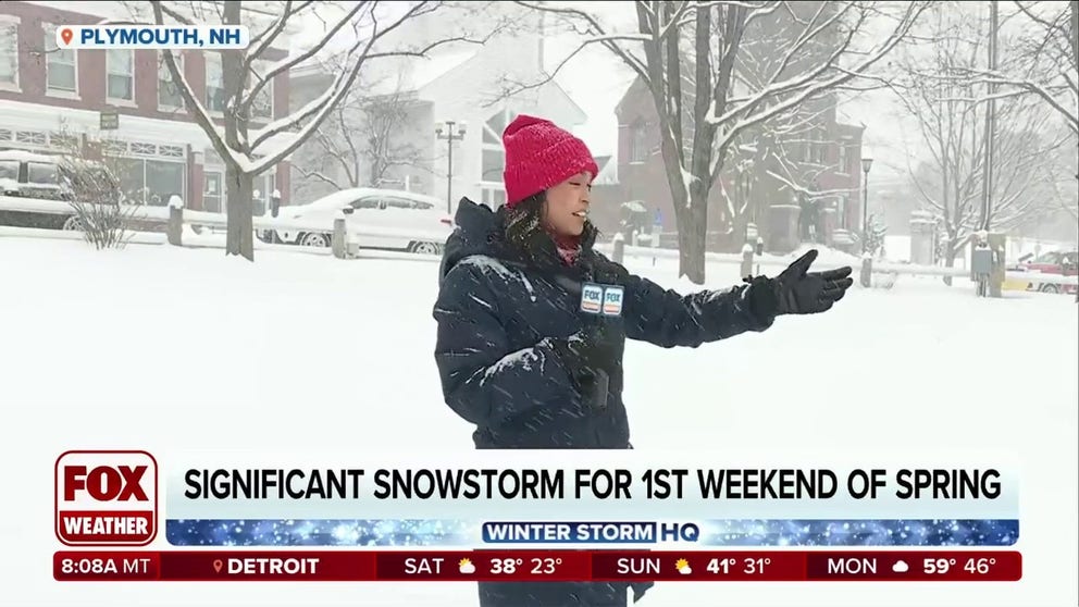 FOX Weather's Nicole Valdes reports live from Plymouth, New Hampshire where steady snows were piling up in town on Saturday as a coastal storm blasts across the Northeast.