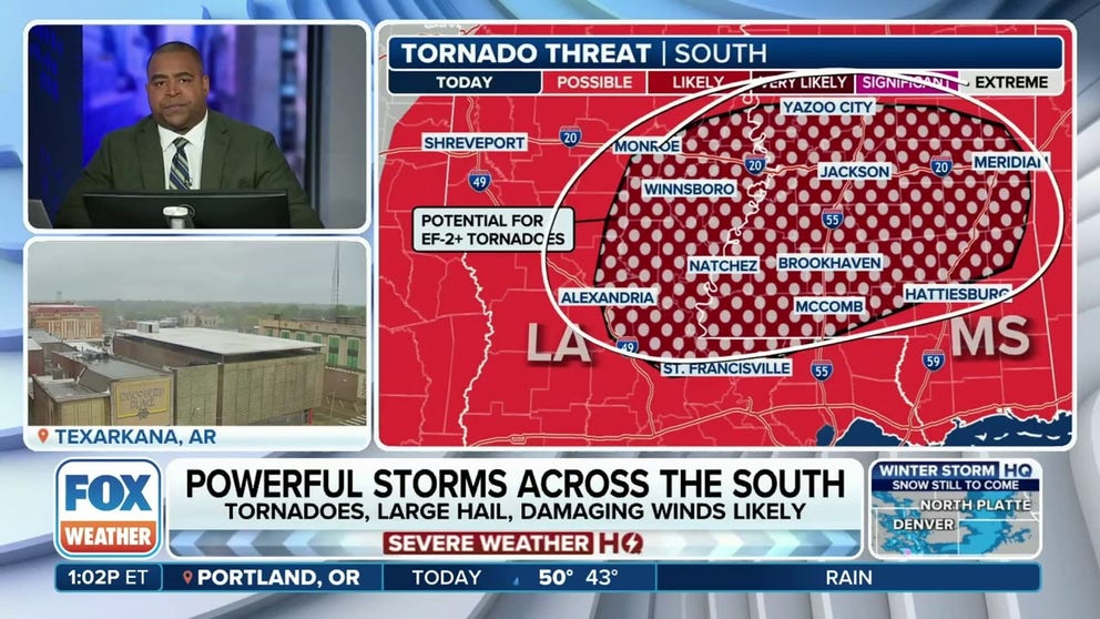 Millions in South on alert for severe weather including strong ...