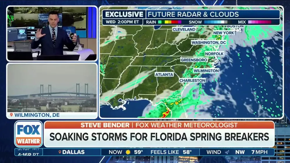 Meteorologist Steve Bender is tracking a cold front that delivered severe weather to the Southeast on Monday then heavy rain on Tuesday. Florida could see severe Wednesday before a storm rides up the east coast soaking the I-95 Corridor late week.