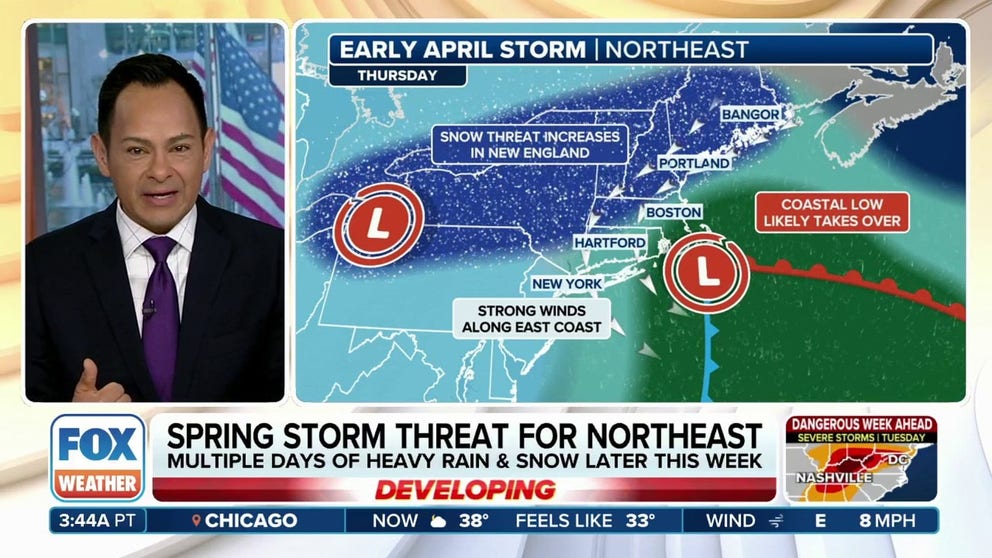 Late-season winter storm to dump heavy snow across interior Northeast this week | Latest Weather Clips | FOX Weather