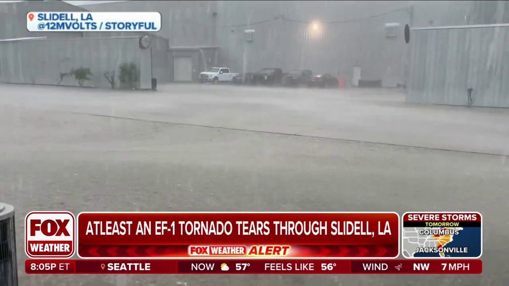 Widespread damage was reported around Slidell, Louisiana, after a tornado with winds of at least around 100 mph tore through the state on Wednesday.