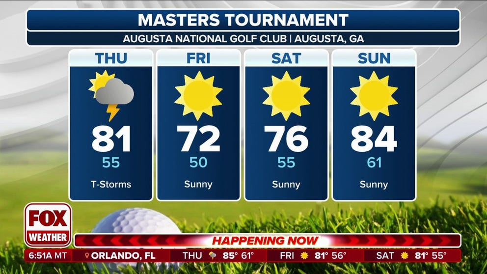 Officials announced Thursday morning that the first round of the Masters Tournament would be delayed until 10:30 a.m. due to rain and thunderstorms in Augusta, Georgia.