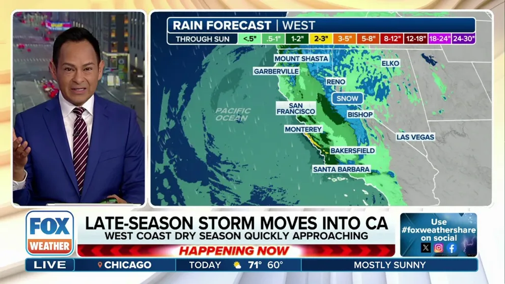 April typically marks a downtime in the number of storms that impact California, but the atmosphere is continuing its winter-long generosity with a late-season storm expected to impact the state this weekend.  