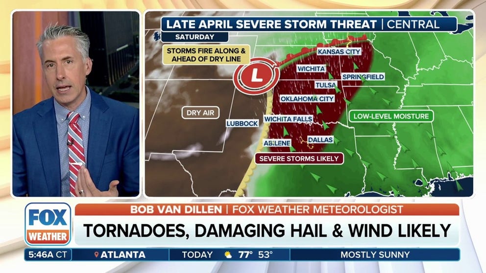 The southern and central Plains appear to be the target Thursday before the severe weather threat pivots to the eastern Great Plains and the mid-Mississippi Valley and expands in coverage by Friday.