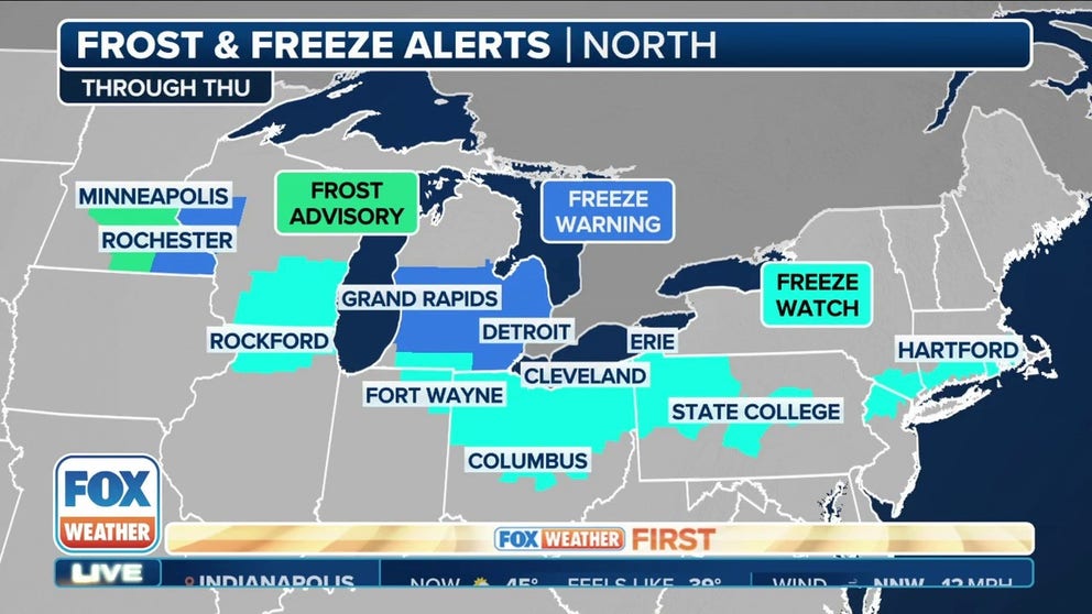 Potentially damaging frost, freeze settles in from Midwest to Northeast ...