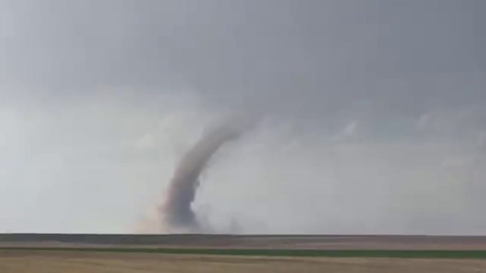 Ahead of the eruption of severe storms on Thursday, a landspout was spotted developing in northeast Colorado, outside of the town of Akron.