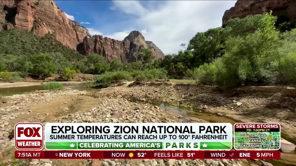 Utah's Zion National Park boasts over 100 miles of hiking trails and towering rock formations that can reach 3,000 feet in height. FOX Weather's Robert Ray takes us on a tour as we celebrate National Parks Week.