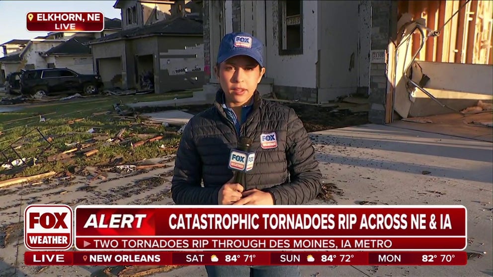 A tornado ripped through parts of Nebraska on Friday, causing widespread destruction in its wake. FOX Weather correspondent Nicole Valdes is on the ground in the Omaha suburb of Elkhorn, where the damage is catastrophic and the town is almost unrecognizable.