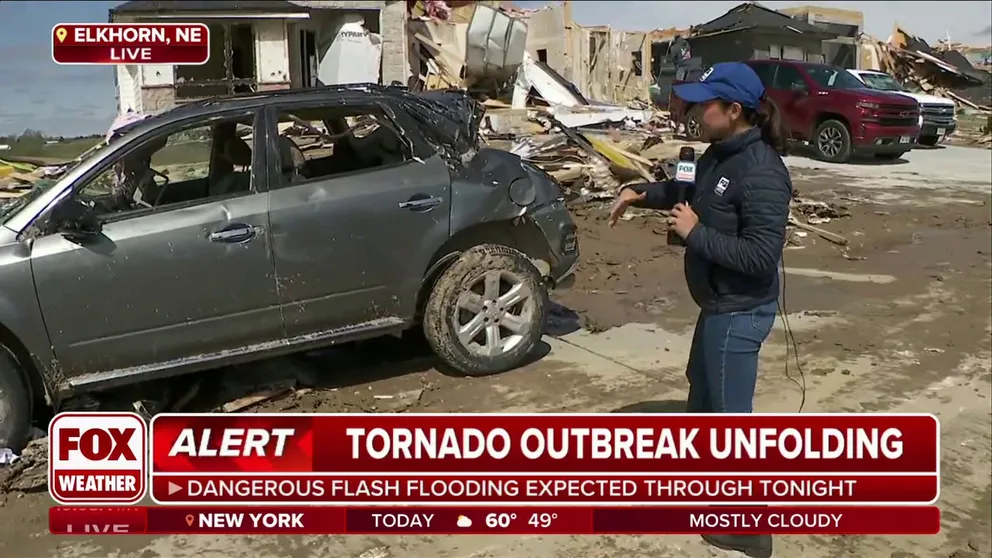 A tornado ripped through parts of Nebraska on Friday, causing widespread destruction in its wake. FOX Weather correspondent Nicole Valdes is on the ground in the Omaha suburb of Elkhorn, where the damage is catastrophic and the town is almost unrecognizable.