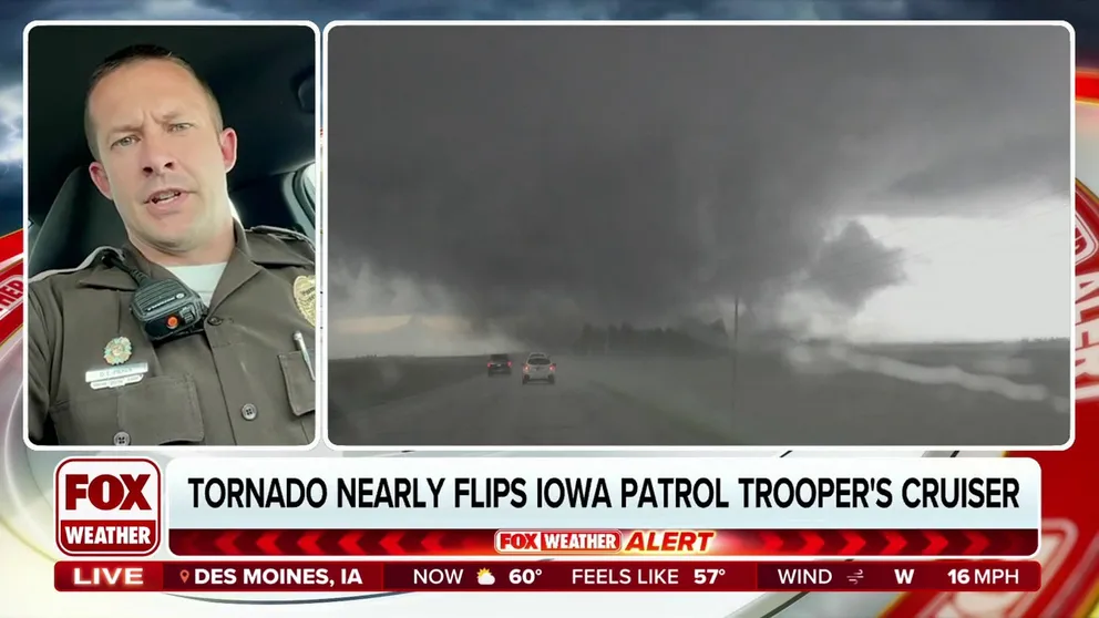 Iowa State Trooper Dustin Pieken tells FOX Weather what it was like having to shelter in his patrol car as a tornado roared overhead. He then made quick repairs and drove to a decimated town to help other victims.