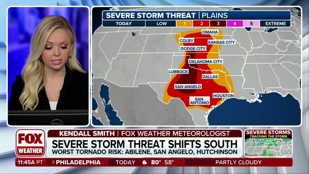 Severe weather risk shifts south with greatest threats in Texas ...