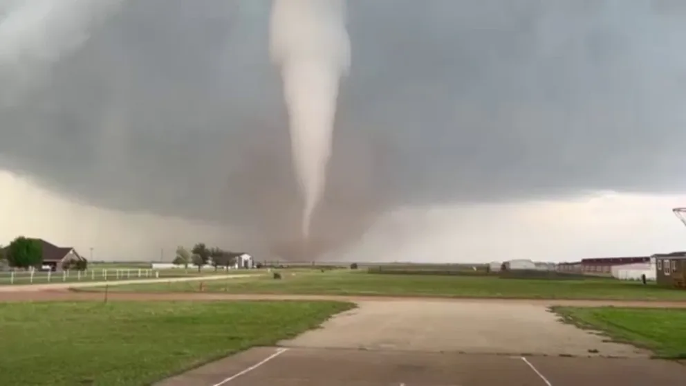 A supercell spawned at least one tornado in Hawley, about 15 miles northwest of Abilene, Texas on Thursday. (VIdeo courtesy: @mables81/X )