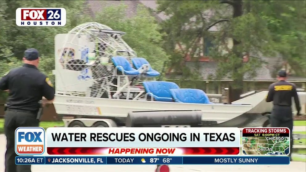 Rescues took place outside of Houston on Friday as lakes and rivers continue to rise in the eastern part of the Lone Star State.
