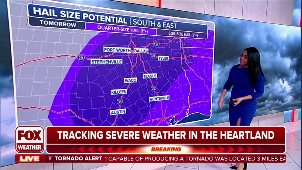 Unlike the first half of the week, hail and damaging winds will be the main concerns as storm lines move across the South.