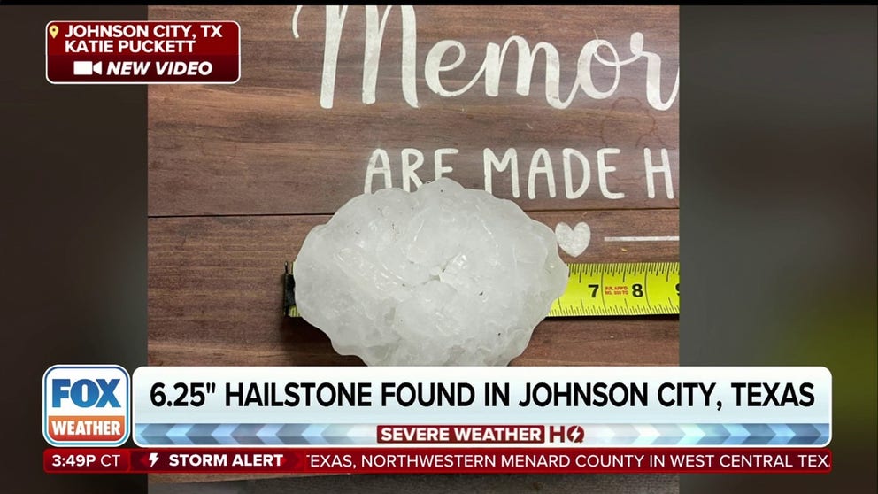 Katie Puckett in Johnson City found hail she said was around 6.25