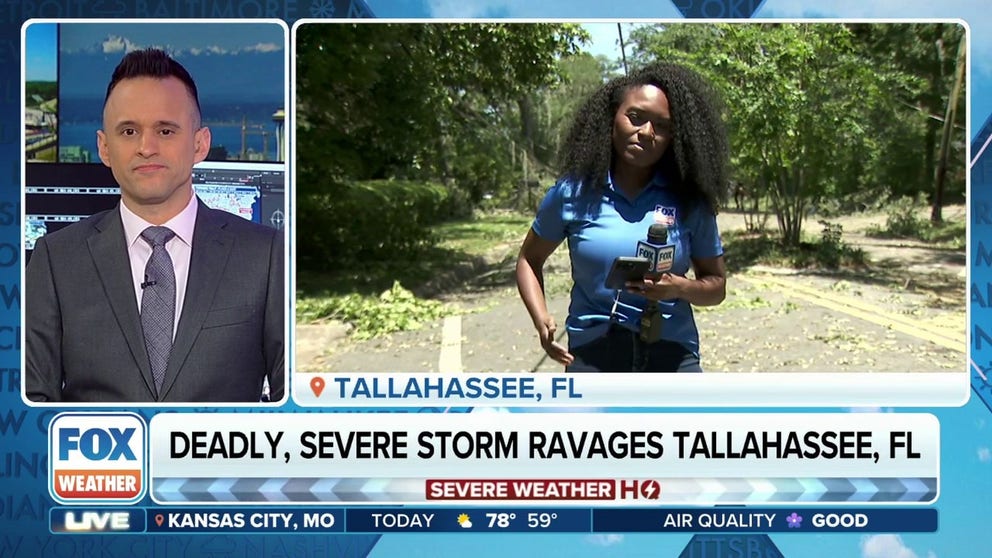 The deadly multiday severe weather outbreak impacting millions across the U.S. stretched into Friday morning as an intense squall line of thunderstorms brought damaging wind gusts across the South and multiple Tornado Warnings to the Tallahassee, Florida area.