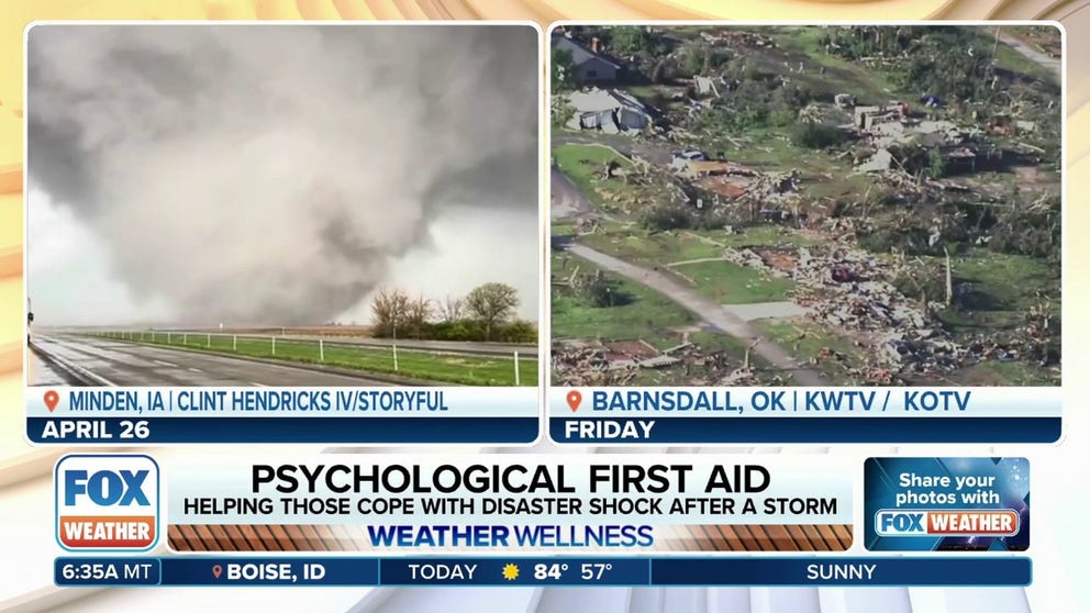 Psychologist Josh Klapow joins FOX Weather after a violent several weeks of weather with tornadoes and flooding. He explains how to recognize that someone needs psychological first aid and how to give it to someone impacted by a natural disaster.