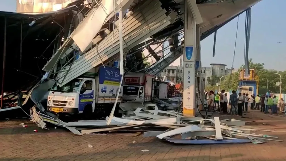 Mumbai, India crews complete the search for more victims still under a massive billboard that collapsed Monday during a thunderstorm. The sign crushed a gas station and homes. So far 14 people have died and 17 more were injured.