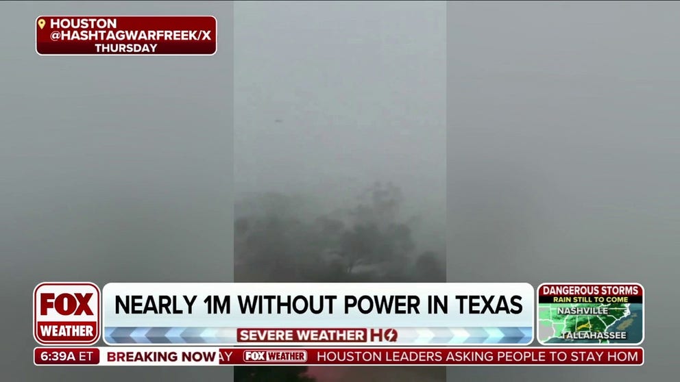 A storm system spawned severe thunderstorms in Houston Thursday, causing at least four fatalities and leaving more than 1 million customers without power across southeastern Texas.