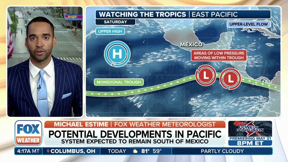 The National Hurricane Center (NHC) is now tracking two systems in the Eastern Pacific Ocean that have low chances of development over the next week.