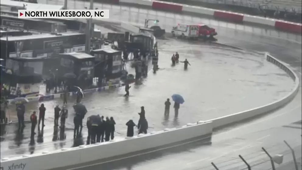 Some crew members appeared to try to swim and attempt bellyflops in deep water at the Wilkesboro Speedway.