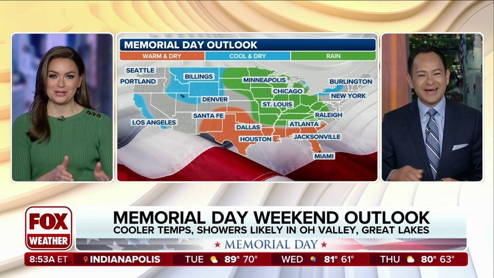 AAA predicts nearly 44 million people will travel on Memorial Day weekend this year, the forecast looks favorable for many on the east coast but storms could be returning early into the weekend for the Midwest.