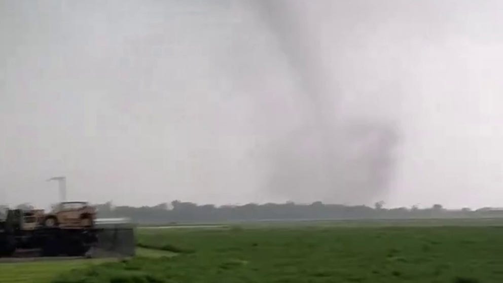A tornado was spotted outside of Red Oak, Iowa on Tuesday.